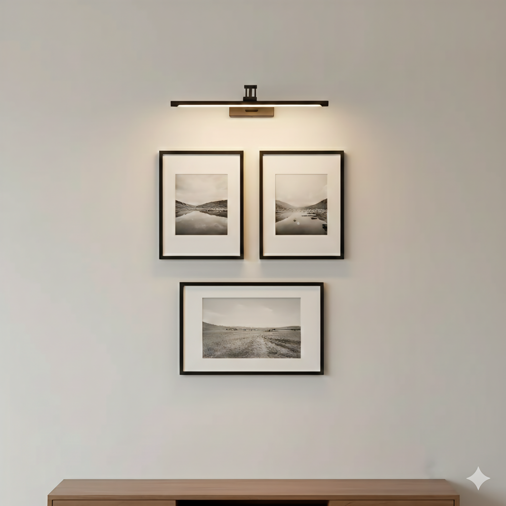 Modern Minimalist LED Wall Light - 57cm Black Finish (3 Color Modes)